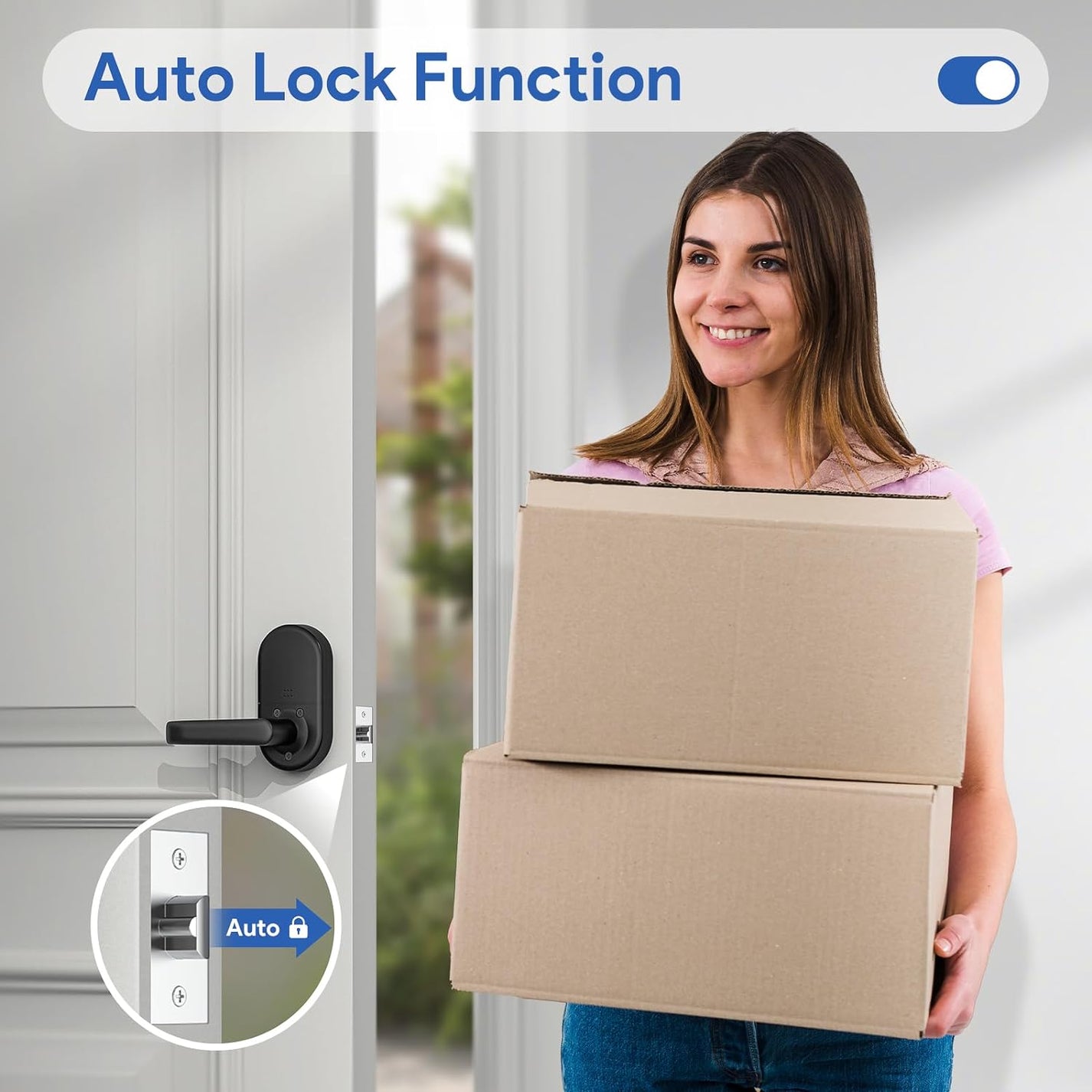 Keypad Door Lock with Handle: Keyless Entry Smart Lock for Front Door ...